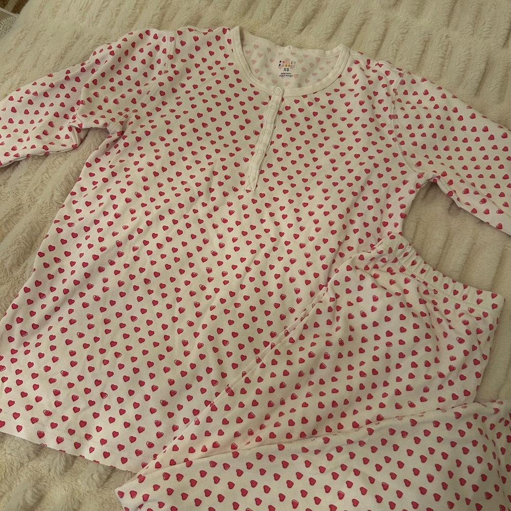 Roller rabbit pink hearts pajama set never worn size xs